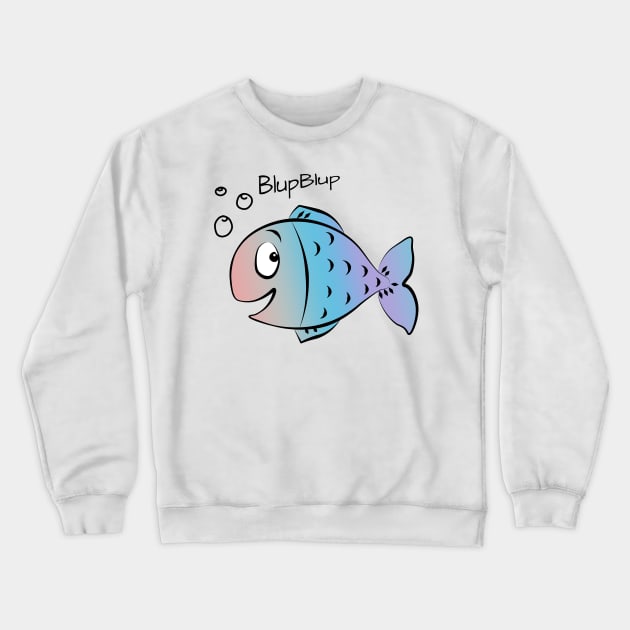 funny colorful Fish Cartoon Crewneck Sweatshirt by Hispaniola-Fineart